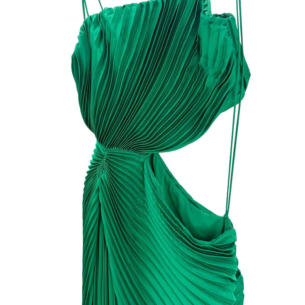 Alice + Olivia Pleated Cut-Out Dress Sleeveless Emerald Green Size 6 NWT - Picture 14 of 15